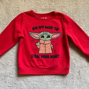Baby Yoda Star Wars Red Pullover Sweater Size 3T Toddler Steal Your Heart